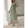image:imageANRABESS Womens Long Sleeve Floral Maxi Dress Casual V Neck Chiffon Boho Flowy Beach Fall Wedding Guest Party Long DressesFloral Green