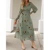 image:imageANRABESS Womens Long Sleeve Floral Maxi Dress Casual V Neck Chiffon Boho Flowy Beach Fall Wedding Guest Party Long DressesFloral Green