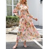image:imageANRABESS Womens Long Sleeve Floral Maxi Dress Casual V Neck Chiffon Boho Flowy Beach Fall Wedding Guest Party Long DressesFloral Orange