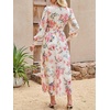 image:imageANRABESS Womens Long Sleeve Floral Maxi Dress Casual V Neck Chiffon Boho Flowy Beach Fall Wedding Guest Party Long DressesFloral Pink
