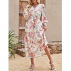 image:imageANRABESS Womens Long Sleeve Floral Maxi Dress Casual V Neck Chiffon Boho Flowy Beach Fall Wedding Guest Party Long DressesFloral Pink