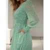 image:imageANRABESS Womens Long Sleeve Floral Maxi Dress Casual V Neck Chiffon Boho Flowy Beach Fall Wedding Guest Party Long DressesGreen White Point