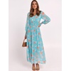 image:imageANRABESS Womens Long Sleeve Floral Maxi Dress Casual V Neck Chiffon Boho Flowy Beach Fall Wedding Guest Party Long DressesOrange White Floral