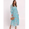 image:imageANRABESS Womens Long Sleeve Floral Maxi Dress Casual V Neck Chiffon Boho Flowy Beach Fall Wedding Guest Party Long DressesOrange White Floral