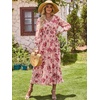image:imageANRABESS Womens Long Sleeve Floral Maxi Dress Casual V Neck Chiffon Boho Flowy Beach Fall Wedding Guest Party Long DressesRose Red Floral
