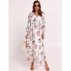 image:imageANRABESS Womens Long Sleeve Floral Maxi Dress Casual V Neck Chiffon Boho Flowy Beach Fall Wedding Guest Party Long DressesWhite Flor