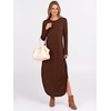 image:imageANRABESS Womens Long Sleeve Maxi Dresses 2026 Fall Outfits Casual Loose Split Travel Vacation T Shirt Dress with PocketsCoffee