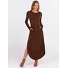 image:imageANRABESS Womens Long Sleeve Maxi Dresses 2026 Fall Outfits Casual Loose Split Travel Vacation T Shirt Dress with PocketsCoffee