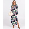 image:imageANRABESS Womens Long Sleeve Maxi Dresses 2026 Fall Outfits Casual Loose Split Travel Vacation T Shirt Dress with PocketsFloral Green Pink