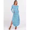 image:imageANRABESS Womens Long Sleeve Maxi Dresses 2026 Fall Outfits Casual Loose Split Travel Vacation T Shirt Dress with PocketsFloral Light Blue White