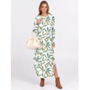image:imageANRABESS Womens Long Sleeve Maxi Dresses 2026 Fall Outfits Casual Loose Split Travel Vacation T Shirt Dress with PocketsMulti Leaf