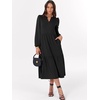 image:imageANRABESS Womens Long Sleeve Maxi Dresses 2026 Spring Casual V Neck Flowy Tiered Boho Modest Vacation Dress with PocketsBlack