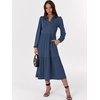 image:imageANRABESS Womens Long Sleeve Maxi Dresses 2026 Spring Casual V Neck Flowy Tiered Boho Modest Vacation Dress with PocketsBlue