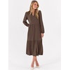 image:imageANRABESS Womens Long Sleeve Maxi Dresses 2026 Spring Casual V Neck Flowy Tiered Boho Modest Vacation Dress with PocketsBrown
