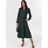 image:imageANRABESS Womens Long Sleeve Maxi Dresses 2026 Spring Casual V Neck Flowy Tiered Boho Modest Vacation Dress with PocketsDark Green