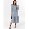 image:imageANRABESS Womens Long Sleeve Maxi Dresses 2026 Spring Casual V Neck Flowy Tiered Boho Modest Vacation Dress with PocketsFloral Blue