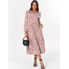 image:imageANRABESS Womens Long Sleeve Maxi Dresses 2026 Spring Casual V Neck Flowy Tiered Boho Modest Vacation Dress with PocketsFloral Pink