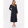 image:imageANRABESS Womens Long Sleeve Maxi Dresses 2026 Spring Casual V Neck Flowy Tiered Boho Modest Vacation Dress with PocketsNavy Blue