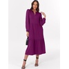 image:imageANRABESS Womens Long Sleeve Maxi Dresses 2026 Spring Casual V Neck Flowy Tiered Boho Modest Vacation Dress with PocketsPurple
