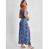 image:imageANRABESS Womens Sexy V Neck Sleeveless Wedding Guest Dresses Spring Mesh Bodycon High Slit Ruffle Hem Cocktail Maxi DressDusty Blue