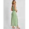 image:imageANRABESS Womens Sexy V Neck Sleeveless Wedding Guest Dresses Spring Mesh Bodycon High Slit Ruffle Hem Cocktail Maxi DressLight Green