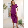image:imageANRABESS Womens Short Sleeve Spacer Maxi Dress  PocketsSoft Thick Smooth FabricCasual LooseSpring Summer Fall TransitionCrew NeckTravel Vacation Work AllDay WearPurple Red