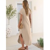 image:imageANRABESS Womens Short Sleeve Spacer Maxi Dress  PocketsSoft Thick Smooth FabricCasual LooseSpring Summer Fall TransitionCrew NeckTravel Vacation Work AllDay WearAlmond