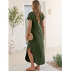 image:imageANRABESS Womens Short Sleeve Spacer Maxi Dress  PocketsSoft Thick Smooth FabricCasual LooseSpring Summer Fall TransitionCrew NeckTravel Vacation Work AllDay WearArmy Green