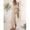 image:imageANRABESS Womens Short Sleeve Spacer Maxi Dress  PocketsSoft Thick Smooth FabricCasual LooseSpring Summer Fall TransitionCrew NeckTravel Vacation Work AllDay WearAlmond
