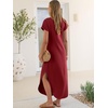 image:imageANRABESS Womens Short Sleeve Spacer Maxi Dress  PocketsSoft Thick Smooth FabricCasual LooseSpring Summer Fall TransitionCrew NeckTravel Vacation Work AllDay WearDark Red