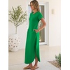 image:imageANRABESS Womens Short Sleeve Spacer Maxi Dress  PocketsSoft Thick Smooth FabricCasual LooseSpring Summer Fall TransitionCrew NeckTravel Vacation Work AllDay WearGreen