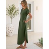 image:imageANRABESS Womens Short Sleeve Spacer Maxi Dress  PocketsSoft Thick Smooth FabricCasual LooseSpring Summer Fall TransitionCrew NeckTravel Vacation Work AllDay WearArmy Green