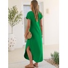 image:imageANRABESS Womens Short Sleeve Spacer Maxi Dress  PocketsSoft Thick Smooth FabricCasual LooseSpring Summer Fall TransitionCrew NeckTravel Vacation Work AllDay WearGreen