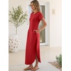 image:imageANRABESS Womens Short Sleeve Spacer Maxi Dress  PocketsSoft Thick Smooth FabricCasual LooseSpring Summer Fall TransitionCrew NeckTravel Vacation Work AllDay WearRed