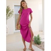 image:imageANRABESS Womens Short Sleeve Spacer Maxi Dress  PocketsSoft Thick Smooth FabricCasual LooseSpring Summer Fall TransitionCrew NeckTravel Vacation Work AllDay WearHot Pink