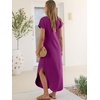 image:imageANRABESS Womens Short Sleeve Spacer Maxi Dress  PocketsSoft Thick Smooth FabricCasual LooseSpring Summer Fall TransitionCrew NeckTravel Vacation Work AllDay WearPurple Red