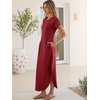 image:imageANRABESS Womens Short Sleeve Spacer Maxi Dress  PocketsSoft Thick Smooth FabricCasual LooseSpring Summer Fall TransitionCrew NeckTravel Vacation Work AllDay WearDark Red