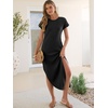 image:imageANRABESS Womens Short Sleeve Spacer Maxi Dress  PocketsSoft Thick Smooth FabricCasual LooseSpring Summer Fall TransitionCrew NeckTravel Vacation Work AllDay WearBlack