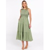 image:imageANRABESS Womens Summer Casual Maxi Dress Sleeveless Crewneck Smocked 2026 Flowy Plaid Tiered Boho A Line Beach Long SundressArmy White Plaid
