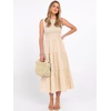 image:imageANRABESS Womens Summer Casual Maxi Dress Sleeveless Crewneck Smocked 2026 Flowy Plaid Tiered Boho A Line Beach Long SundressBeige Plaid