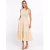 image:imageANRABESS Womens Summer Casual Maxi Dress Sleeveless Crewneck Smocked 2026 Flowy Plaid Tiered Boho A Line Beach Long SundressBeige Plaid