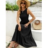 image:imageANRABESS Womens Summer Casual Maxi Dress Sleeveless Crewneck Smocked 2026 Flowy Plaid Tiered Boho A Line Beach Long SundressBlack