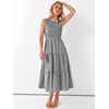image:imageANRABESS Womens Summer Casual Maxi Dress Sleeveless Crewneck Smocked 2026 Flowy Plaid Tiered Boho A Line Beach Long SundressBlack Plaid