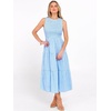 image:imageANRABESS Womens Summer Casual Maxi Dress Sleeveless Crewneck Smocked 2026 Flowy Plaid Tiered Boho A Line Beach Long SundressBlue Plaid