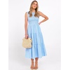 image:imageANRABESS Womens Summer Casual Maxi Dress Sleeveless Crewneck Smocked 2026 Flowy Plaid Tiered Boho A Line Beach Long SundressBlue Plaid
