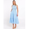 image:imageANRABESS Womens Summer Casual Maxi Dress Sleeveless Crewneck Smocked 2026 Flowy Plaid Tiered Boho A Line Beach Long SundressBlue Plaid