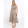 image:imageANRABESS Womens Summer Casual Maxi Dress Sleeveless Crewneck Smocked 2026 Flowy Plaid Tiered Boho A Line Beach Long SundressCoffee White Plaid
