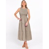 image:imageANRABESS Womens Summer Casual Maxi Dress Sleeveless Crewneck Smocked 2026 Flowy Plaid Tiered Boho A Line Beach Long SundressCoffee White Plaid