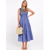 image:imageANRABESS Womens Summer Casual Maxi Dress Sleeveless Crewneck Smocked 2026 Flowy Plaid Tiered Boho A Line Beach Long SundressDarkblue White Plaid