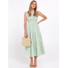 image:imageANRABESS Womens Summer Casual Maxi Dress Sleeveless Crewneck Smocked 2026 Flowy Plaid Tiered Boho A Line Beach Long SundressGreen Plaid